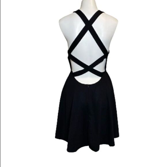 SHEIN Dresses & Skirts - Shein black cross back sleeveless skater dress size M